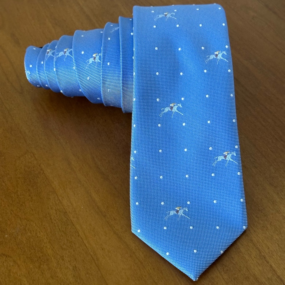 Tommy Hilfiger Blue Tie-Equestrian Horse& Rider Pattern.